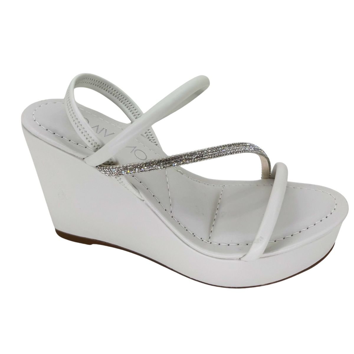 Sandália Via Uno Tira Brilhante 330103 - Feminino Branco 2