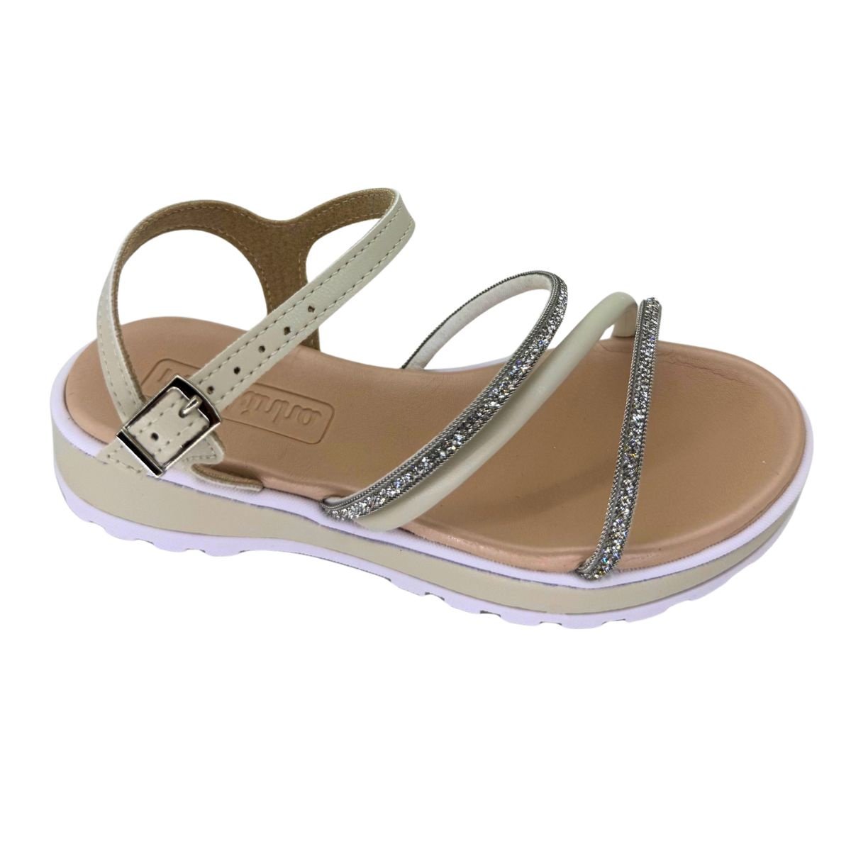 Sandália Molekinha Tiras com Brilho 2361205 - Juvenil Bege 2