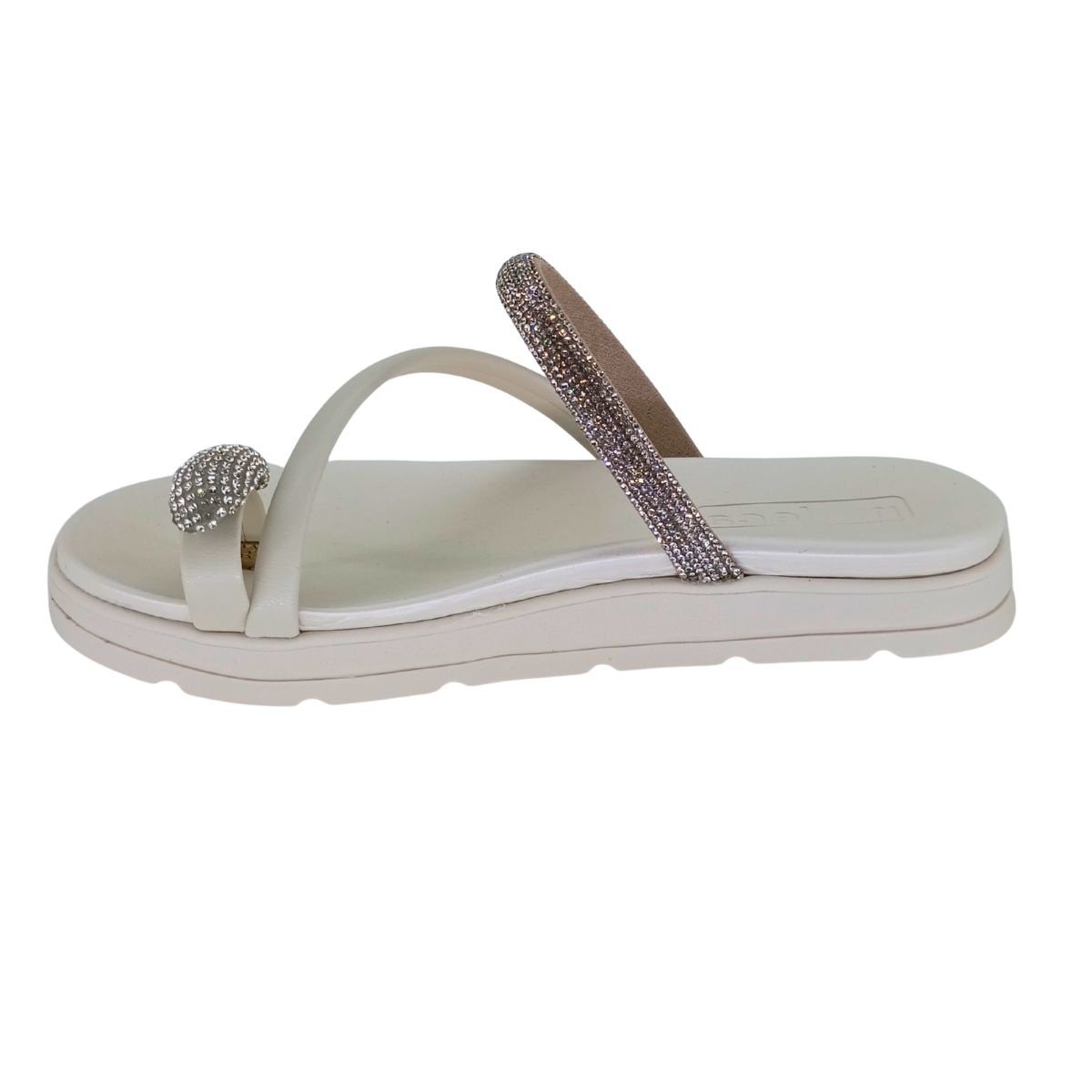 Sandália Moleca Tiras com Brilho 5490127 - Feminino Branco 3