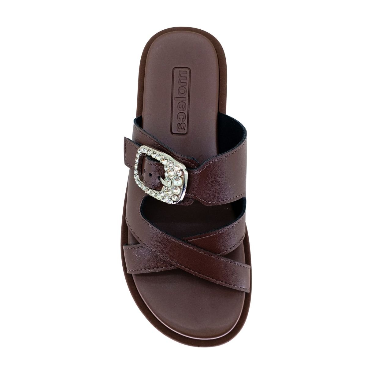 Sandália Papete Moleca Fivela com Brilho 5489122 - Feminino Marrom 4