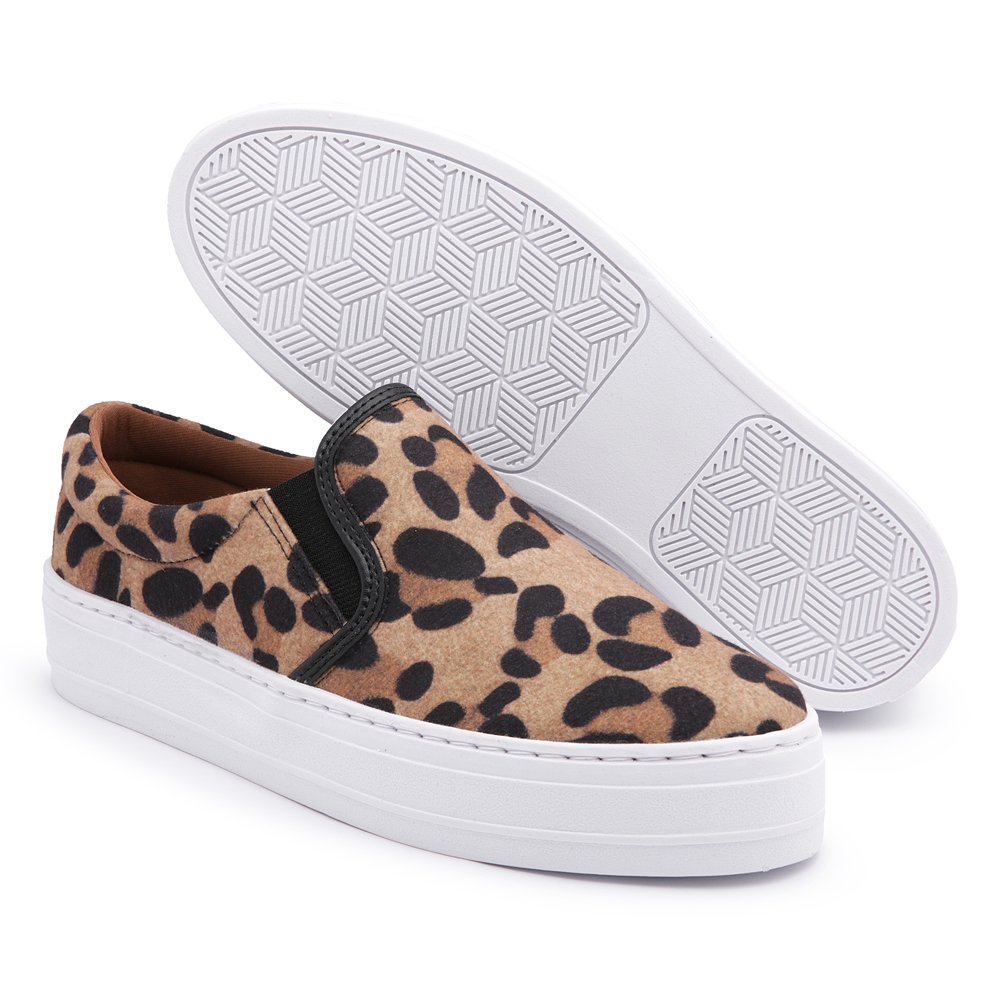 Tênis Slip On Casual Estampado Pires Shoes com Elastico e Costura Reforçada Marrom 2