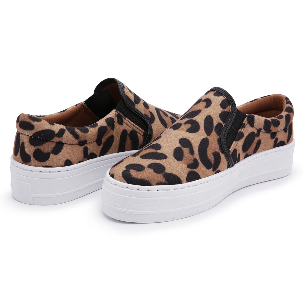 Tênis Slip On Casual Estampado Pires Shoes com Elastico e Costura Reforçada Marrom 3