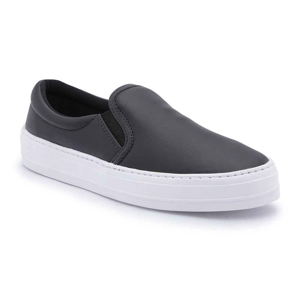 Tênis Slip On Liso Basico Pires Shoes com Elastico e Sola Borracha Reta