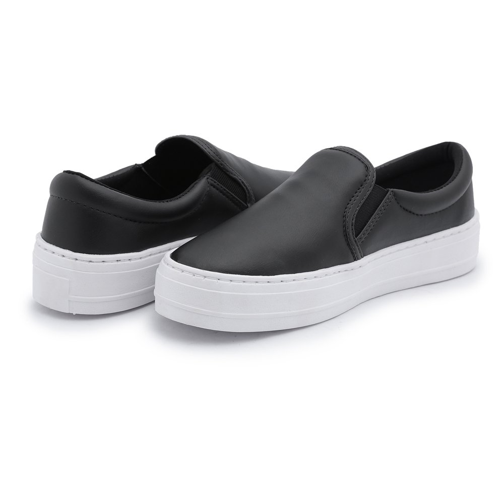 Tênis Slip On Liso Basico Pires Shoes com Elastico e Sola Borracha Reta Preto 3