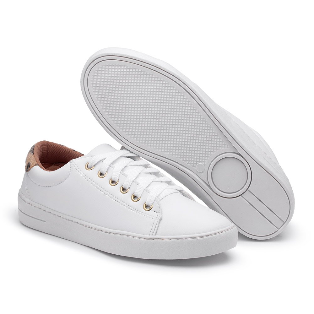 Tênis Casual Pires Shoes com Cadarço Detalhe Traseiro e Sola Borracha Costurada Branco 2