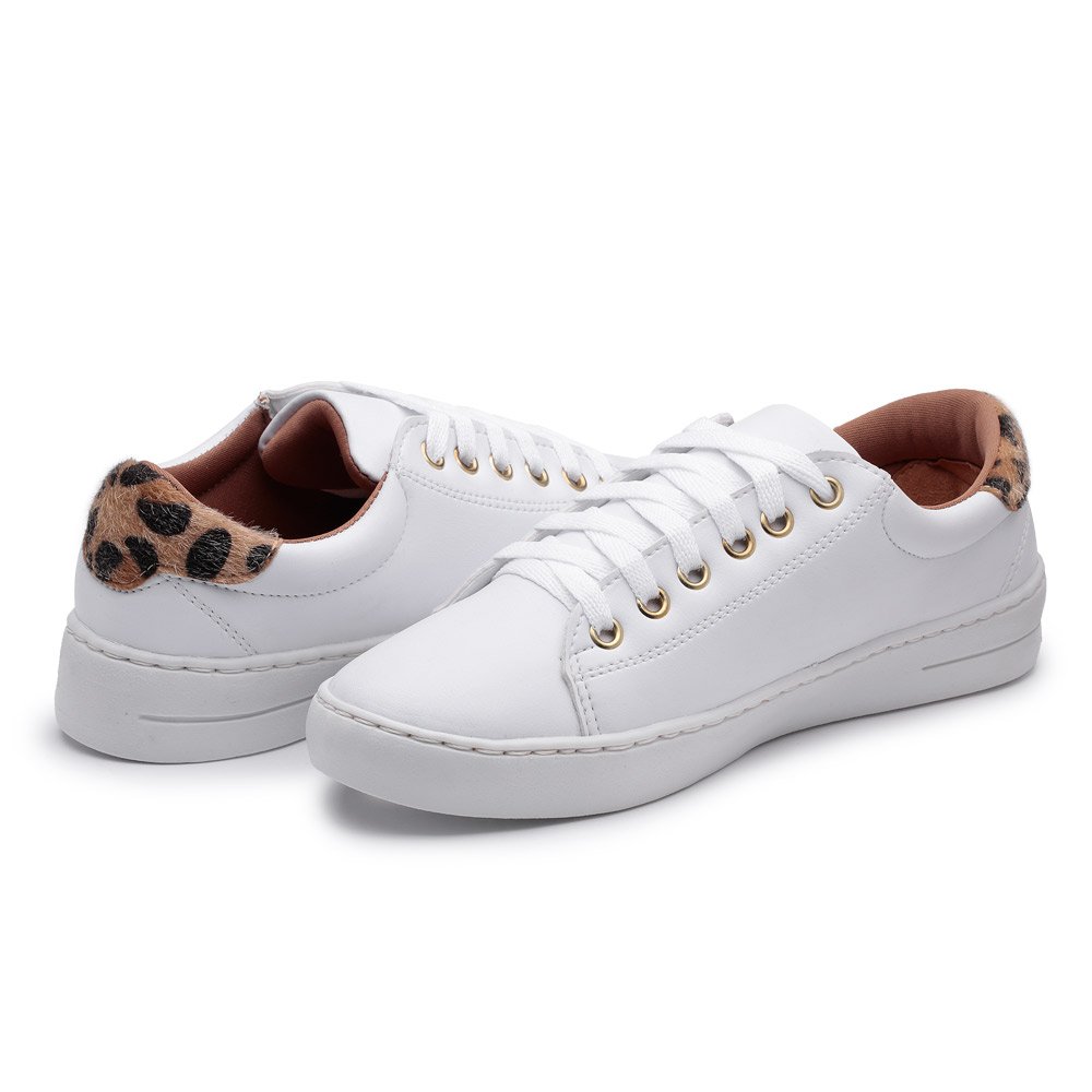 Tênis Casual Pires Shoes com Cadarço Detalhe Traseiro e Sola Borracha Costurada Branco 3