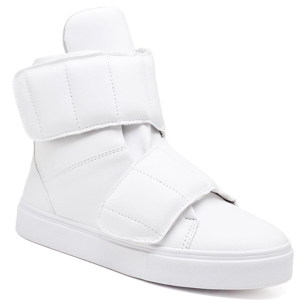 Tênis Casual Cano Curto Pires Shoes com Fitas Auto colante Costuras e Sola Reta