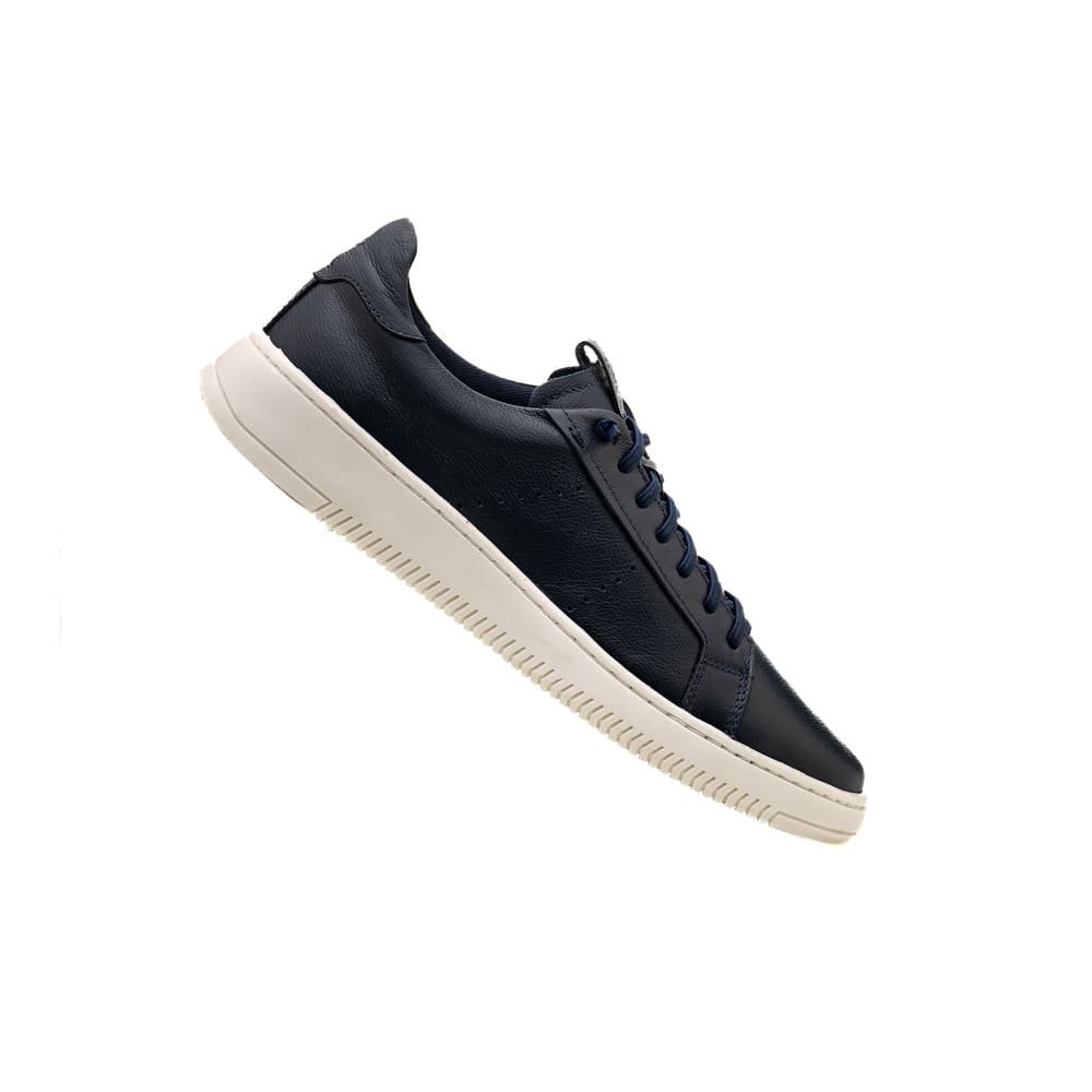 Tenis Casual em Couro Pires Shoes com Cadarço Detalhe em Perfuros e Sola Reta Azul 4