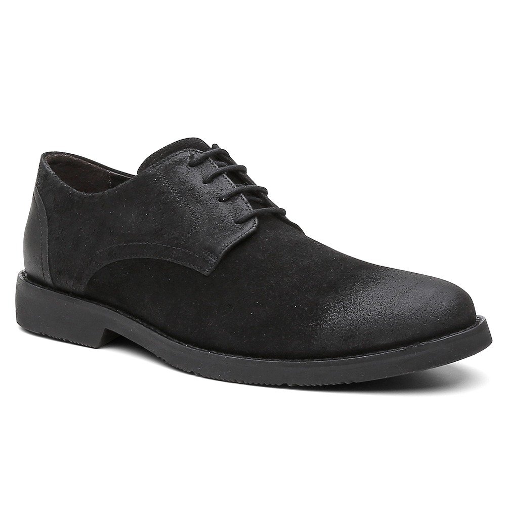 Sapato Casual em Couro Pires Shoes com Cadarço Bico Redondo e Sola Borracha Preto 3