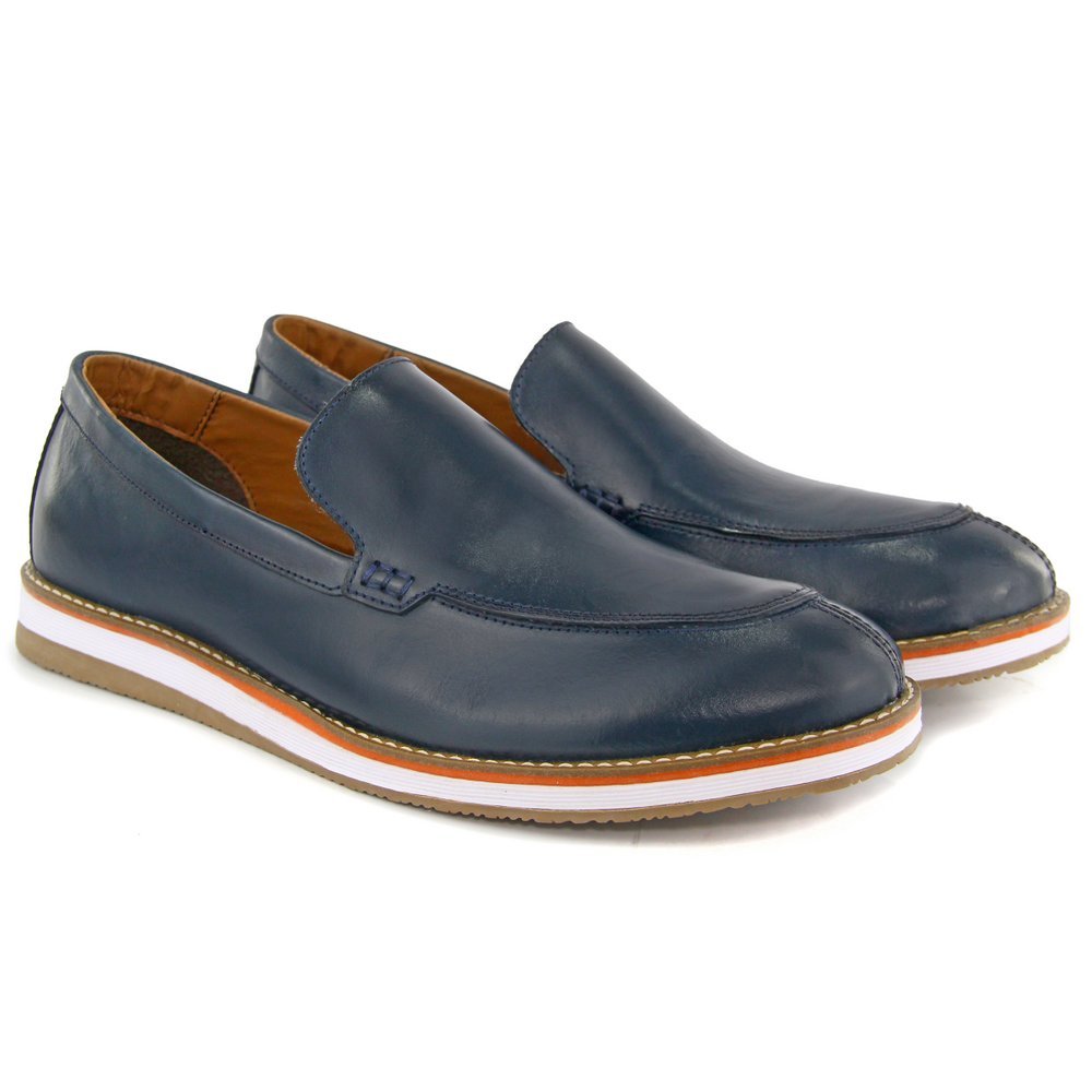 Sapato Casual em Couro Abeto Pires Shoes Liso com Costura Manual e - Main Image