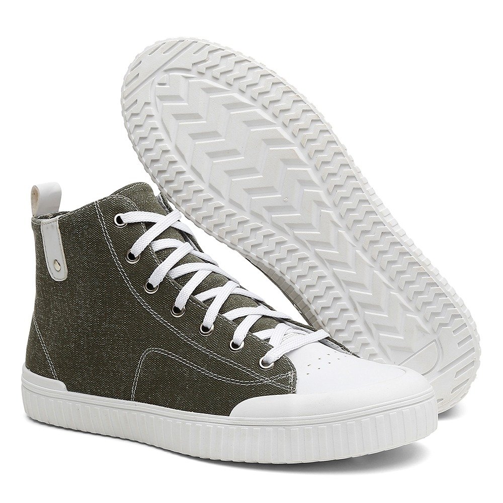 Tenis Casual Cano Curto Pires Shoes com Cadarço e Bico Redondo Emborrachado Verde 2