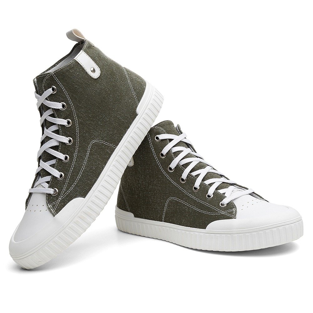 Tenis Casual Cano Curto Pires Shoes com Cadarço e Bico Redondo Emborrachado Verde 3