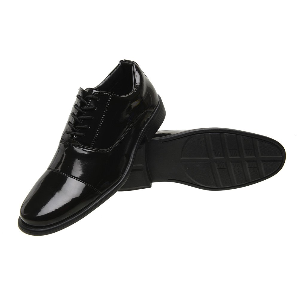 Sapato Social em Verniz Pires Shoes com Costuras Bico Redondo e Sola Borracha Preto 3