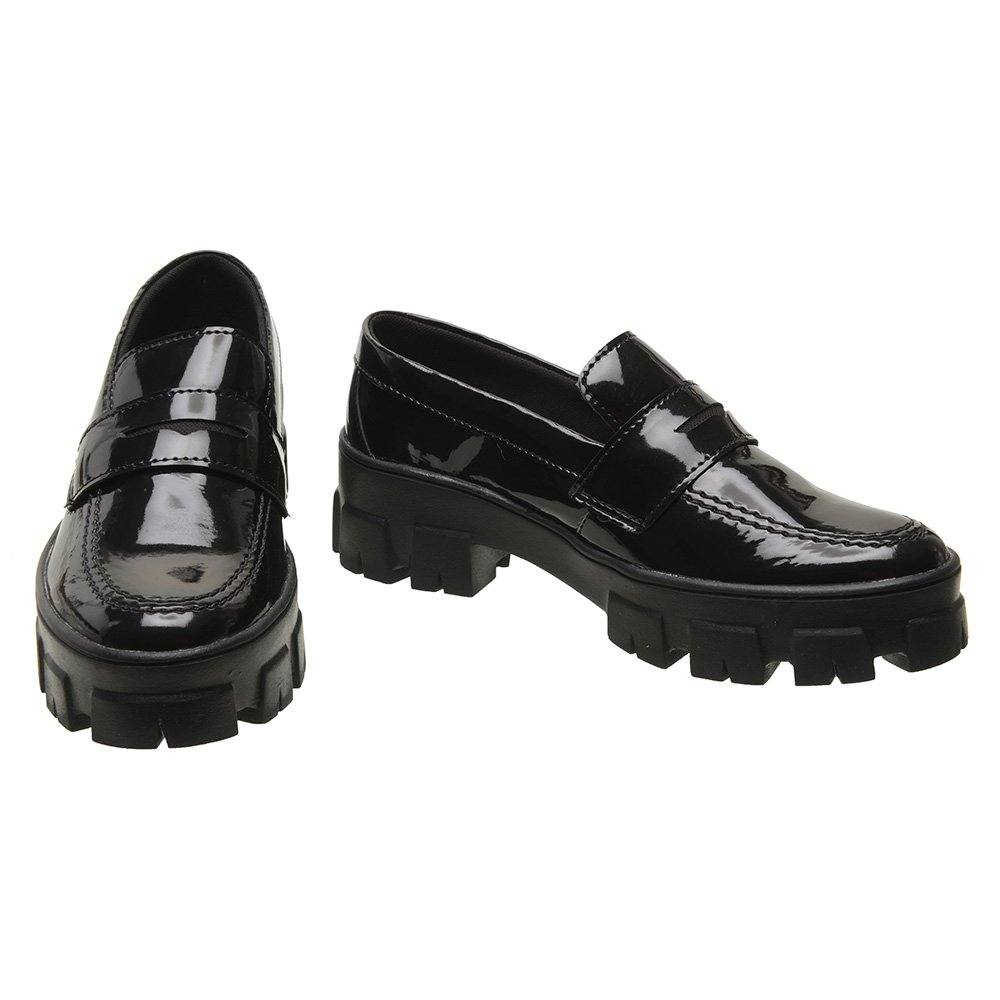 Mocassim Tratorado Pires Shoes Sola Alta com Costura e Detalhe Frontal Preto 1