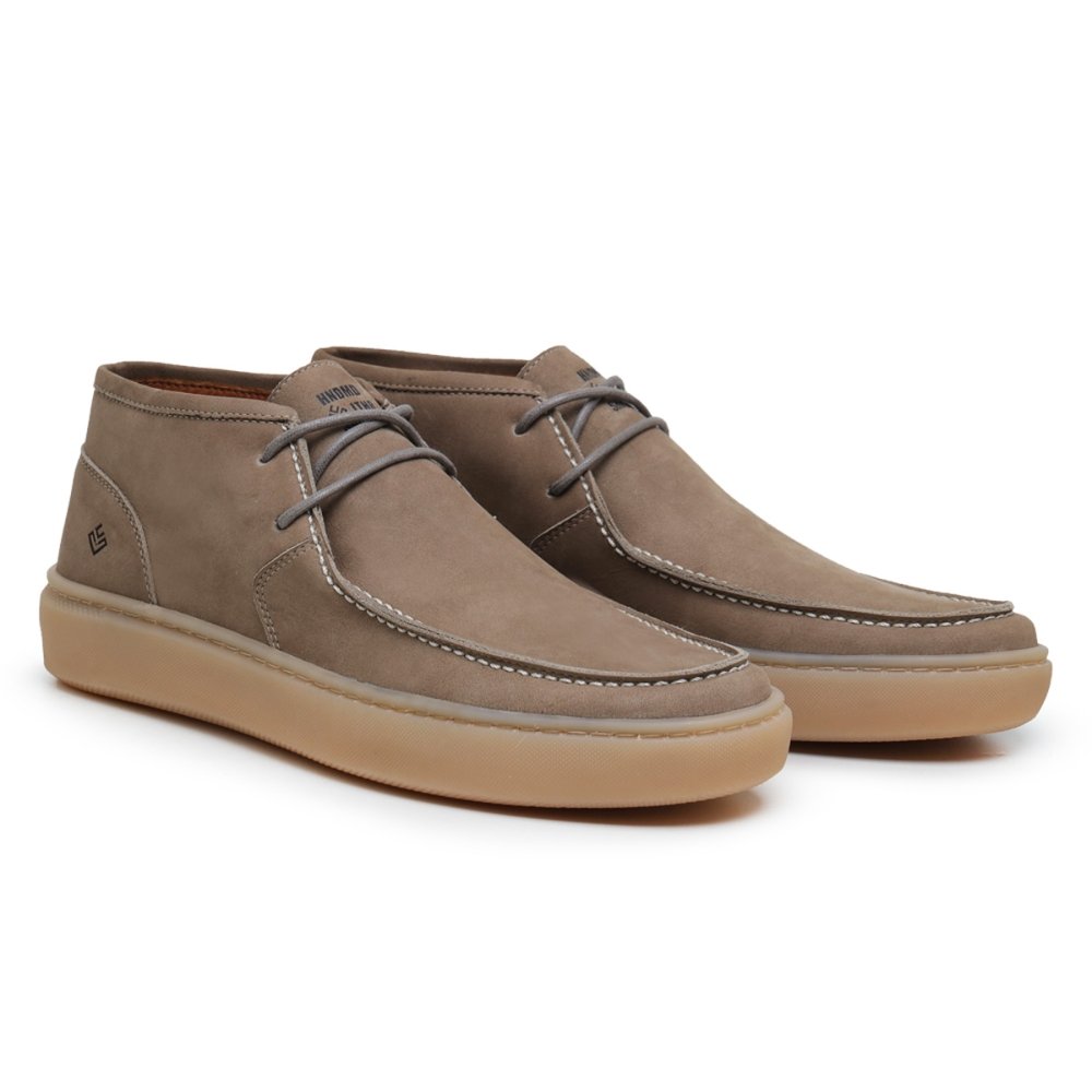 Bota Couro Casual Masculina Cano Curto Cadarço Estilo Urbano Elegante Sola Borracha Confortável Marrom 1