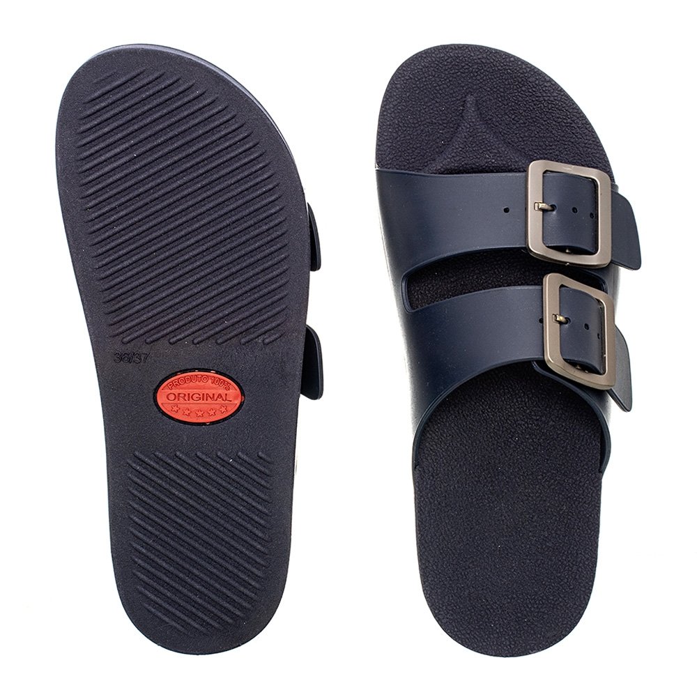 Chinelo Sandália Feminino Fivela Ajustável Moda Estilosa Confortável Dia a Dia Azul 3