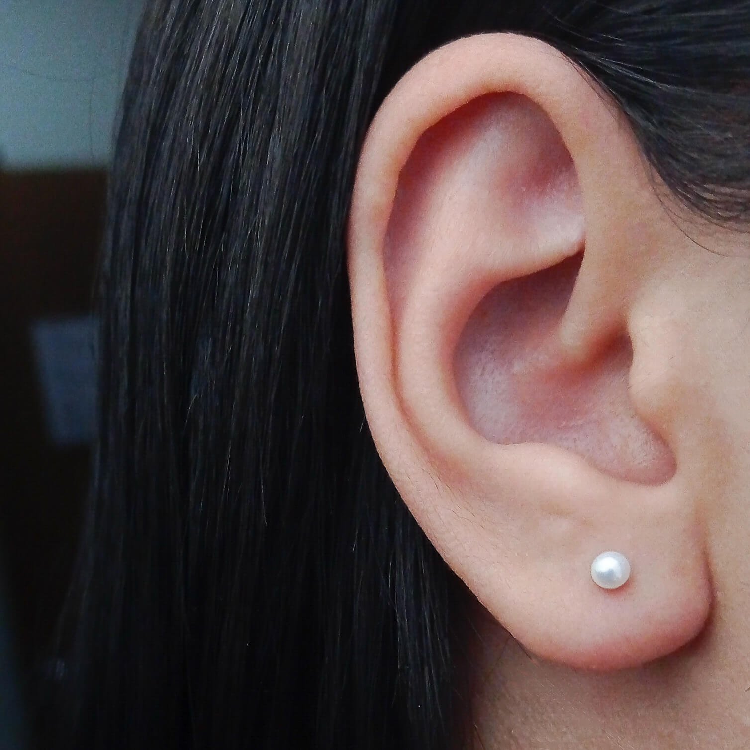 Brinco Pérola 3,5mm Em Ouro 18K Branco 2