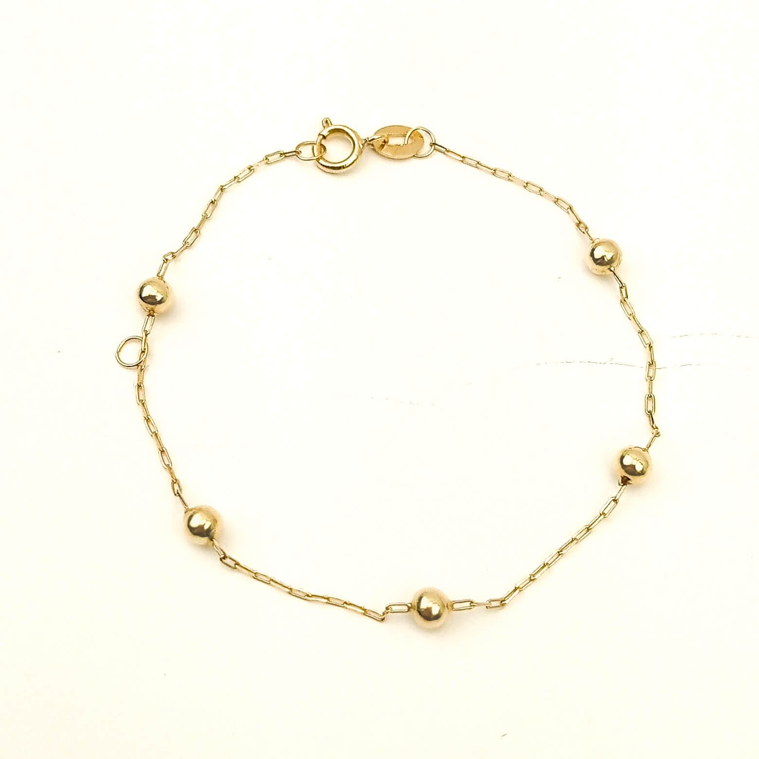 Pulseira Infantil 13cm 5 Bolas Em Ouro 18K