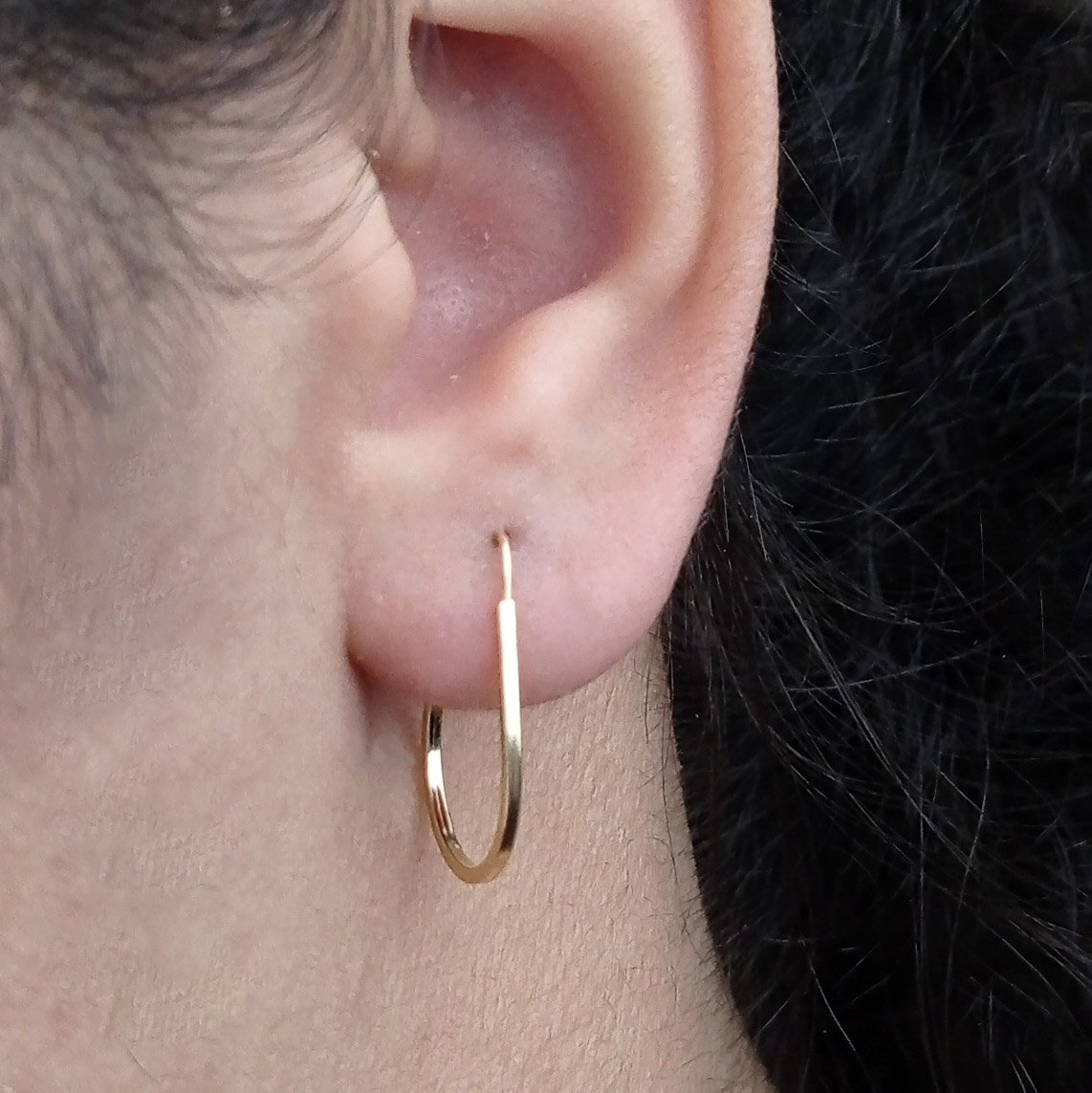 Brinco Argola Gota 2cm Em Ouro 18K Dourado 2