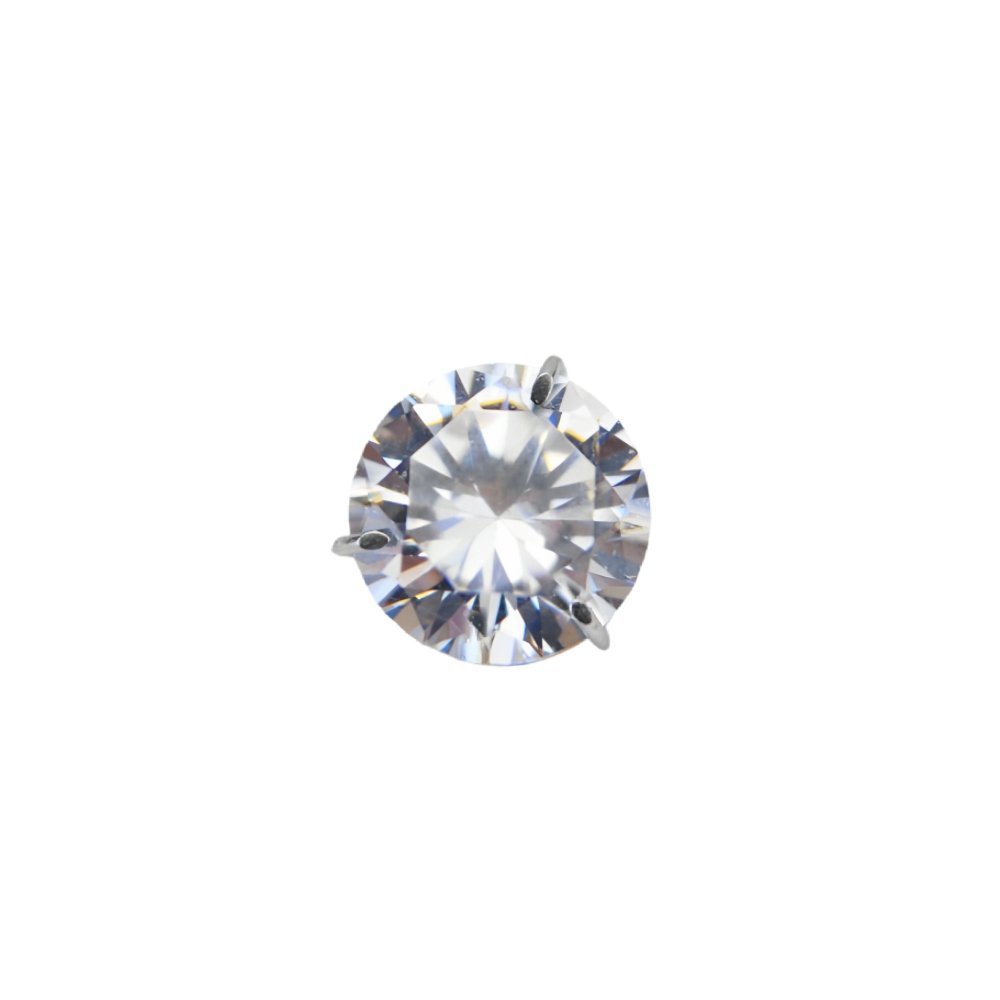 Pingente Redondo Zircônia 7 mm em Ouro Branco