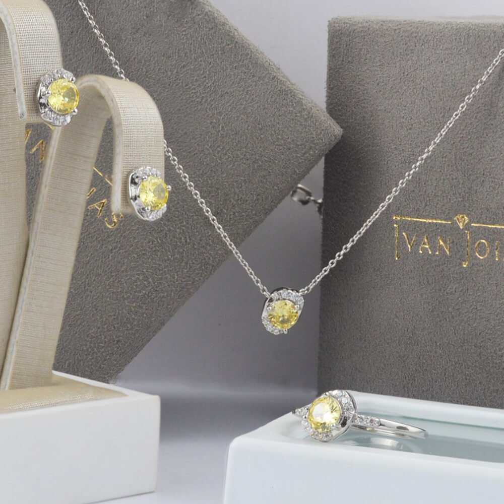 DazzlingRock Collection Orecchini Alone In Oro Giallo 14k Con Citrino Rotondo 5mm E Diamanti Neri