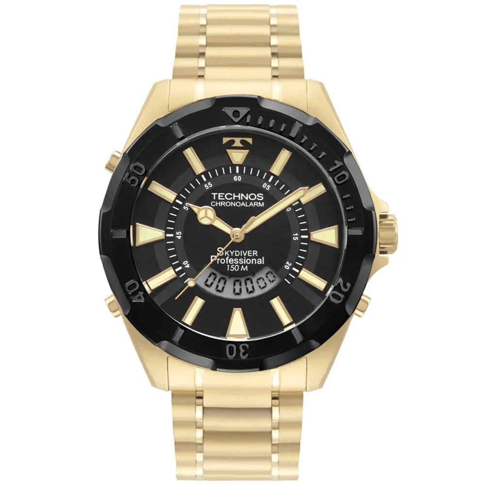 Relógio Technos Masculino Skydiver Preto - WT205GA/1P Dourado 1