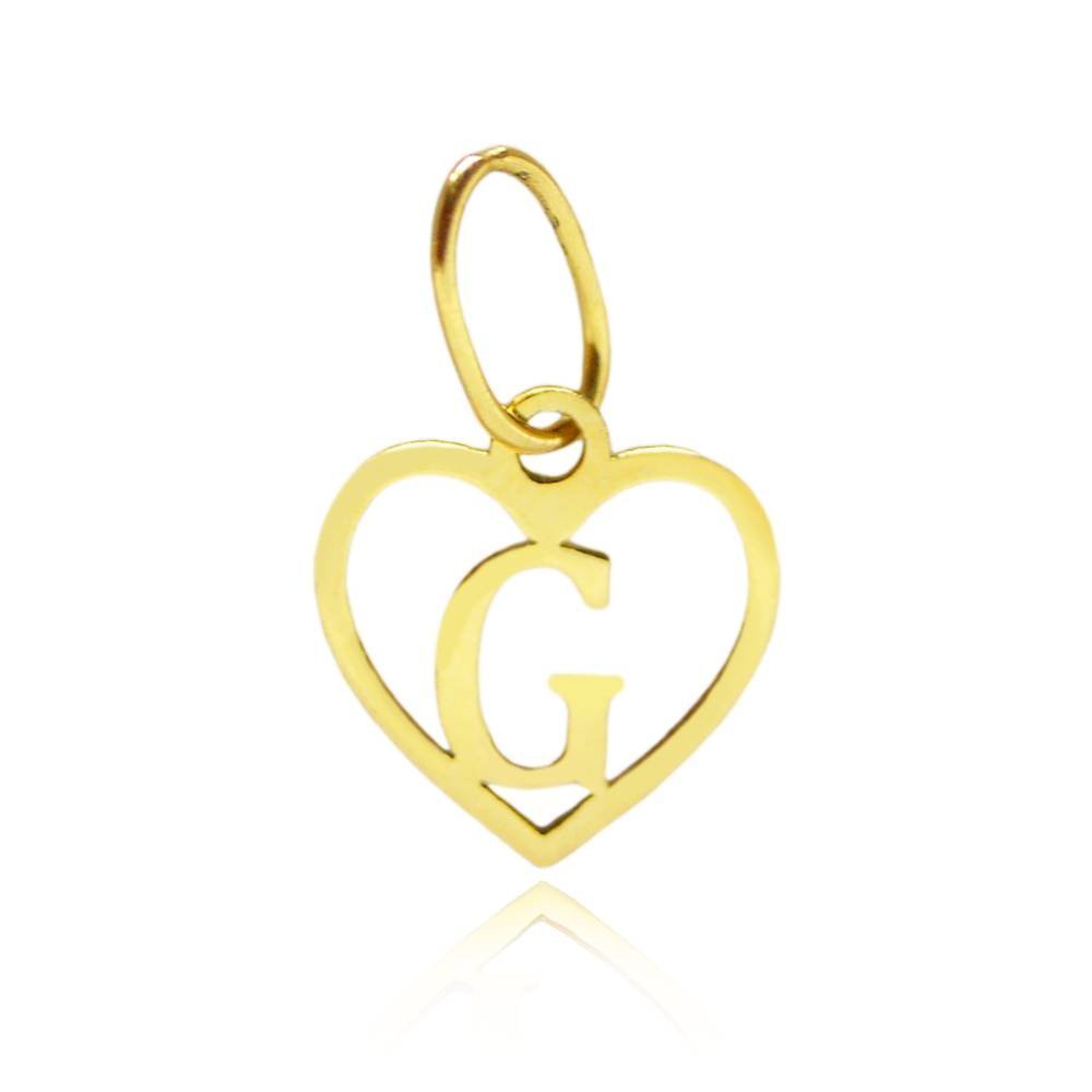 Pingente Letra Coração "G"  1cm em Ouro 18K