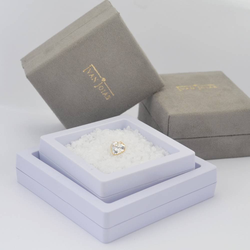 Pingente Coração Ponto de Luz 5MM Com Zircônia em Ouro 18K Dourado 2