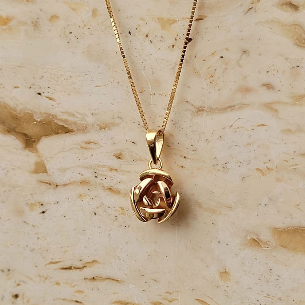 Pingente Flor em Ouro 18K Dourado 4