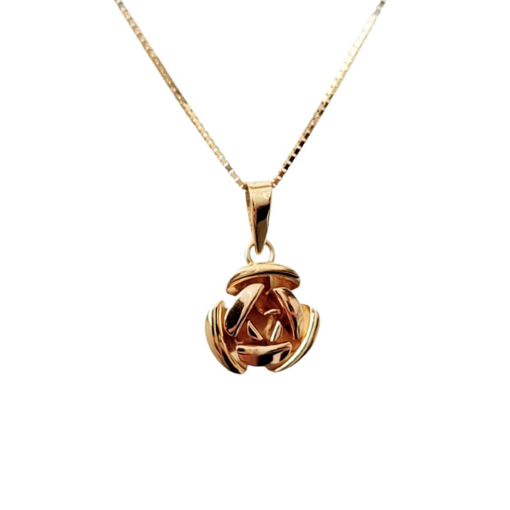 Pingente Flor em Ouro 18K Dourado 5