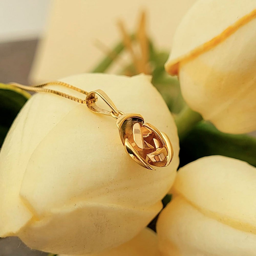 Pingente Flor em Ouro 18K Dourado 6