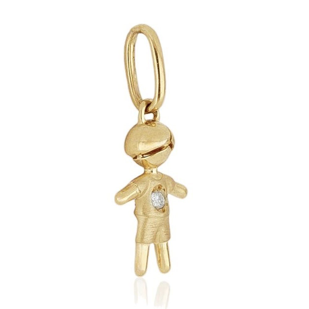 Pingente Menino Bojudo com Diamante em Ouro 18k Dourado 2