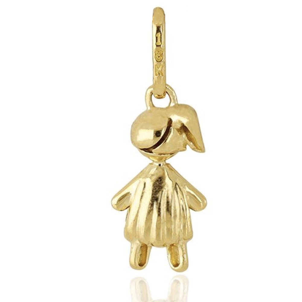 Pingente Menina com Diamante Trabalhado em Ouro 18k Dourado 2