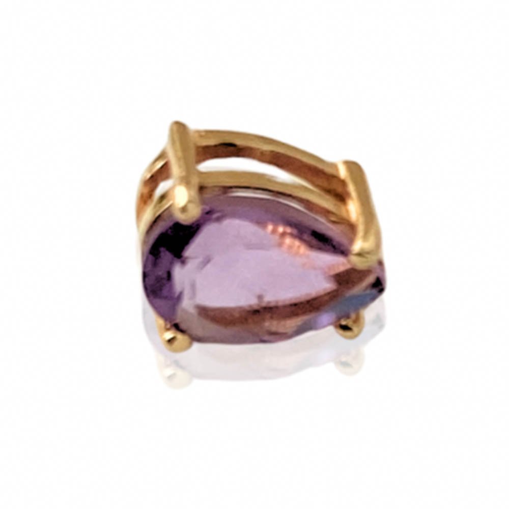 Pingente Gota com Ametista em Ouro 18k Dourado 4