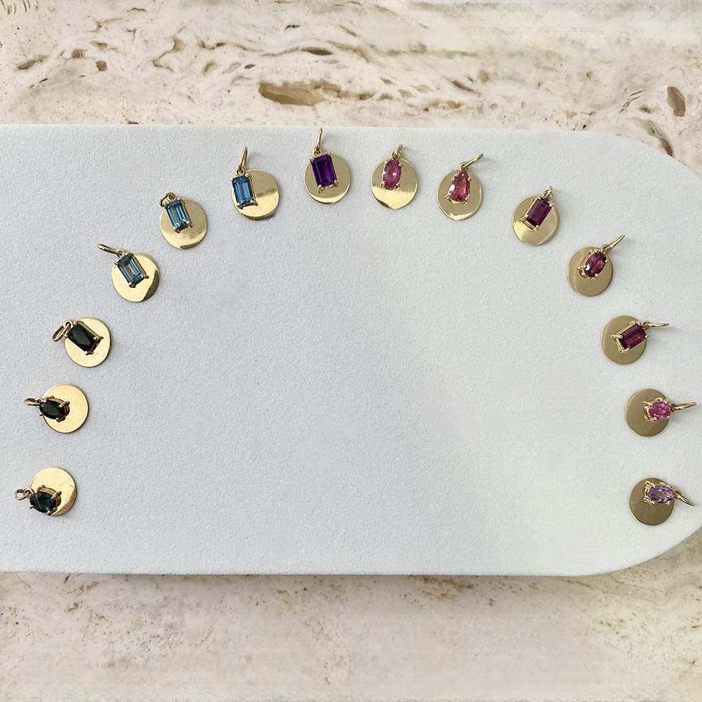 Pingente com Turmalina Rosa e Placa Oval em Ouro 18k Dourado 2
