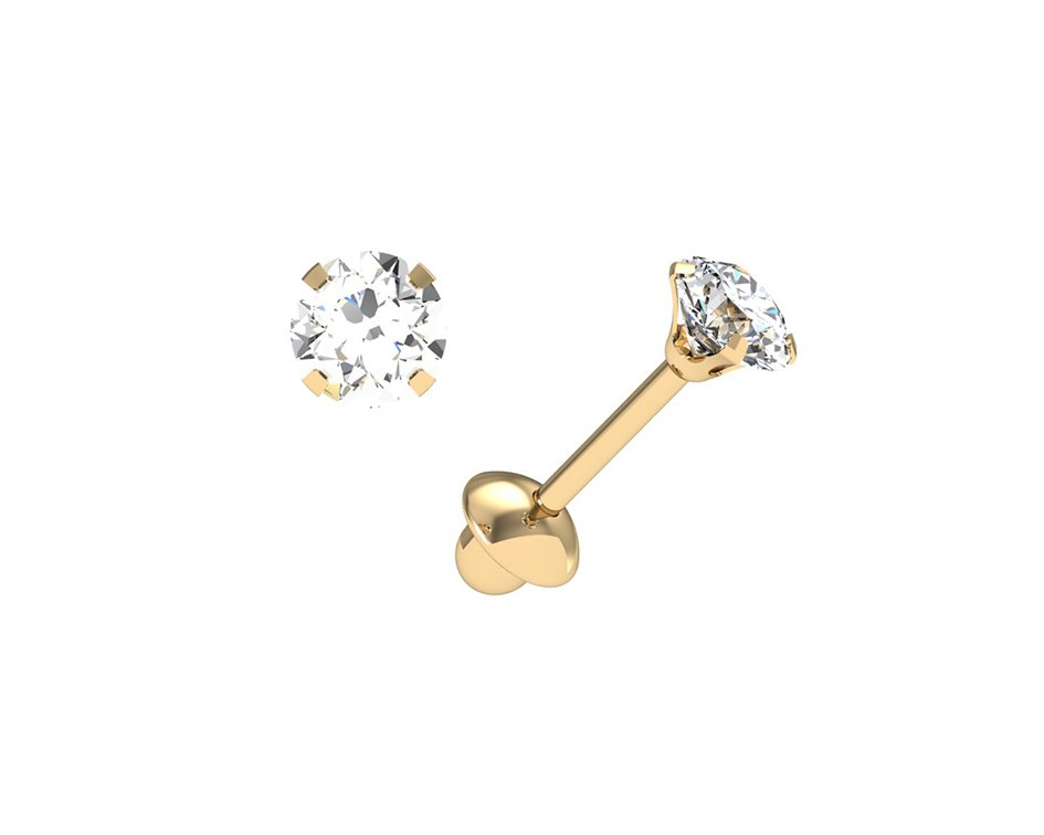 Brinco de 3,5 mm Zircônia em Ouro 18K