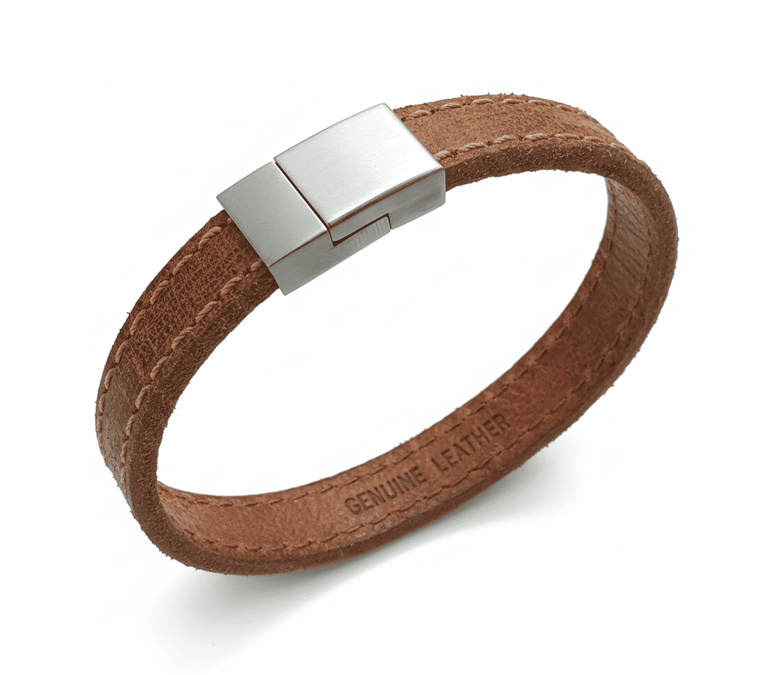 Bracelete Couro Rosso