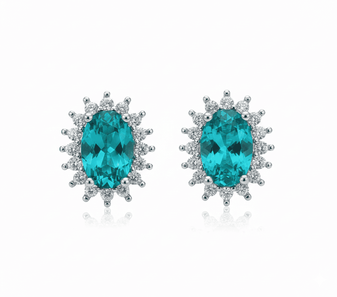 Brinco 6 mm Prata Oval com Zircônia Esmeralda