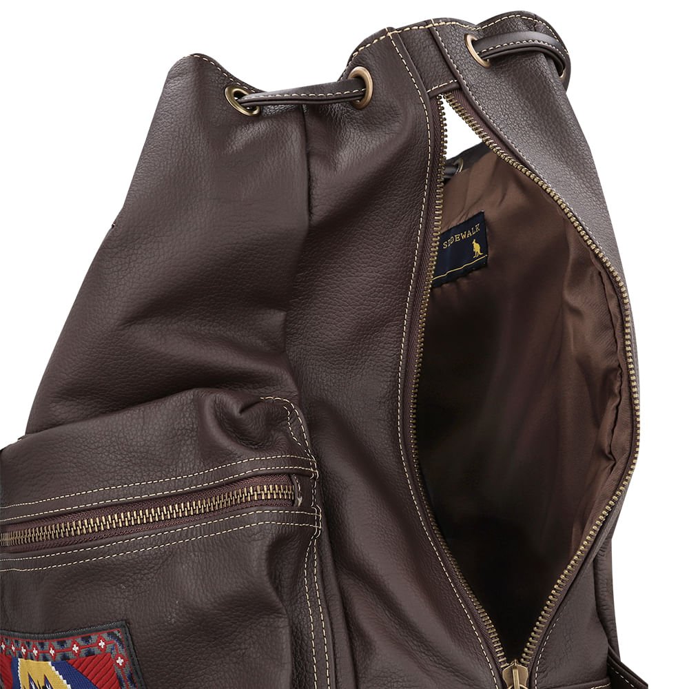 Mochila Couro Etiqueta Queimada - Cafe Café 2