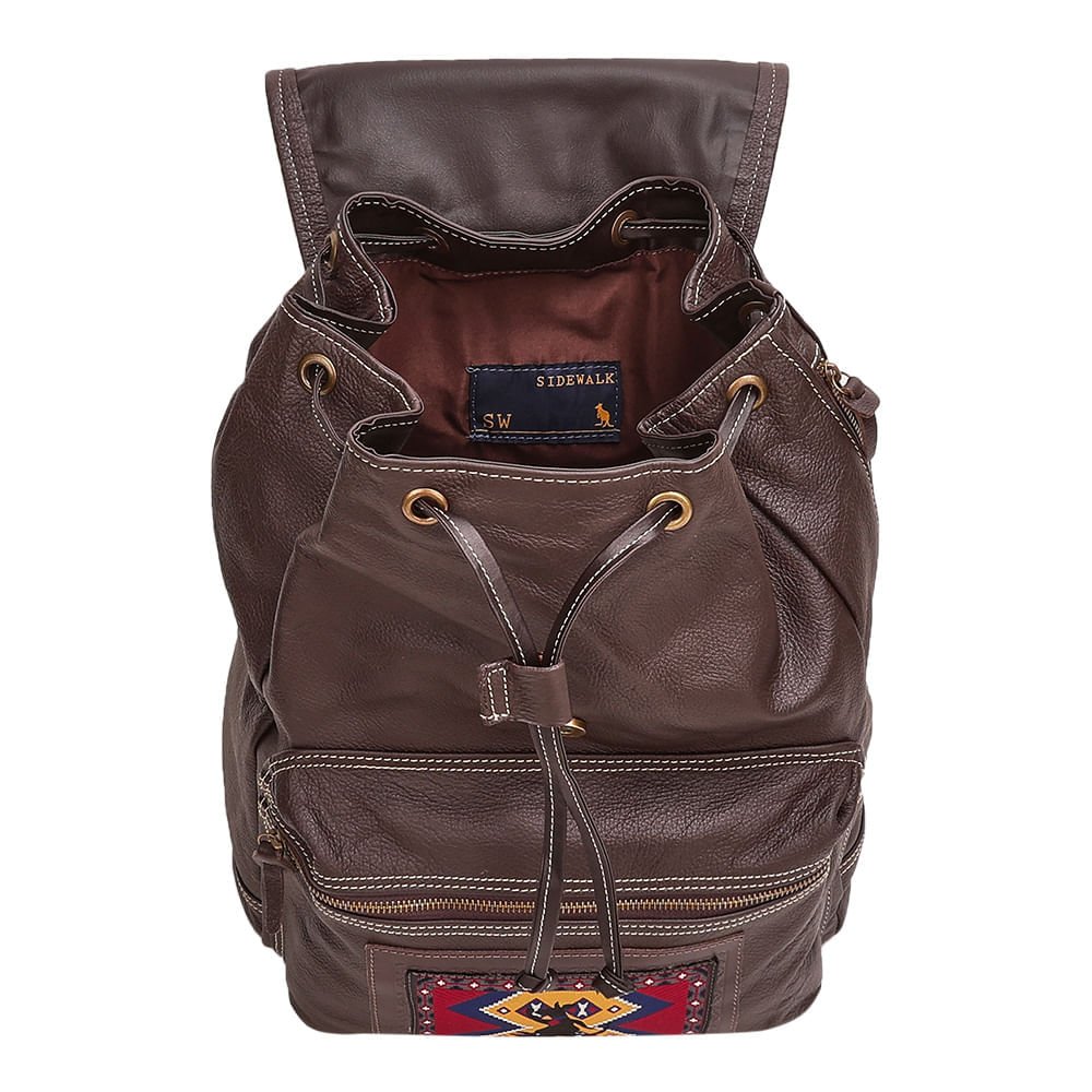 Mochila Couro Etiqueta Queimada - Cafe Café 3