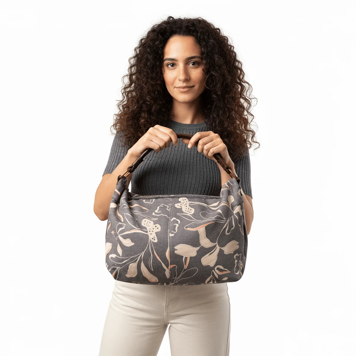 Bolsa Banana Estampada - Preto Preto/Cinza 2