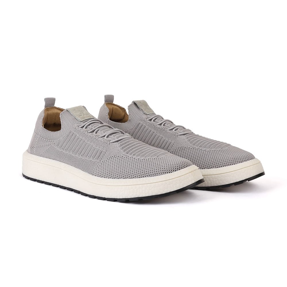 Tenis Knit Elastico - Cinza Cinza 2