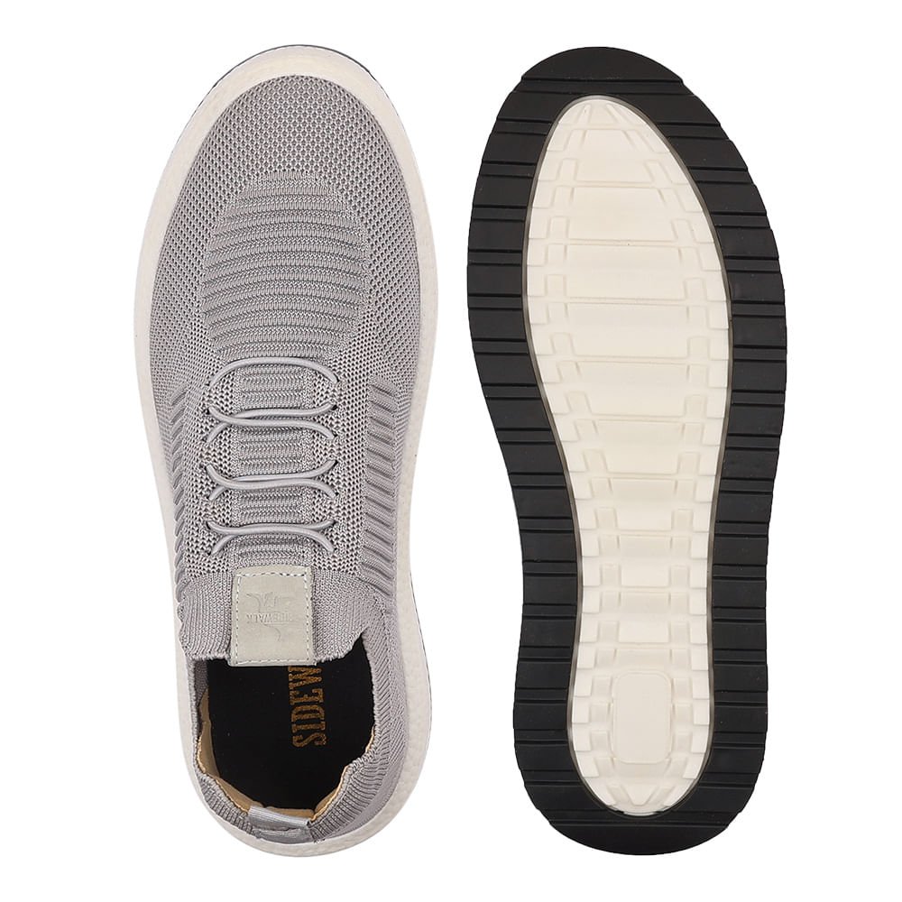 Tenis Knit Elastico - Cinza Cinza 3