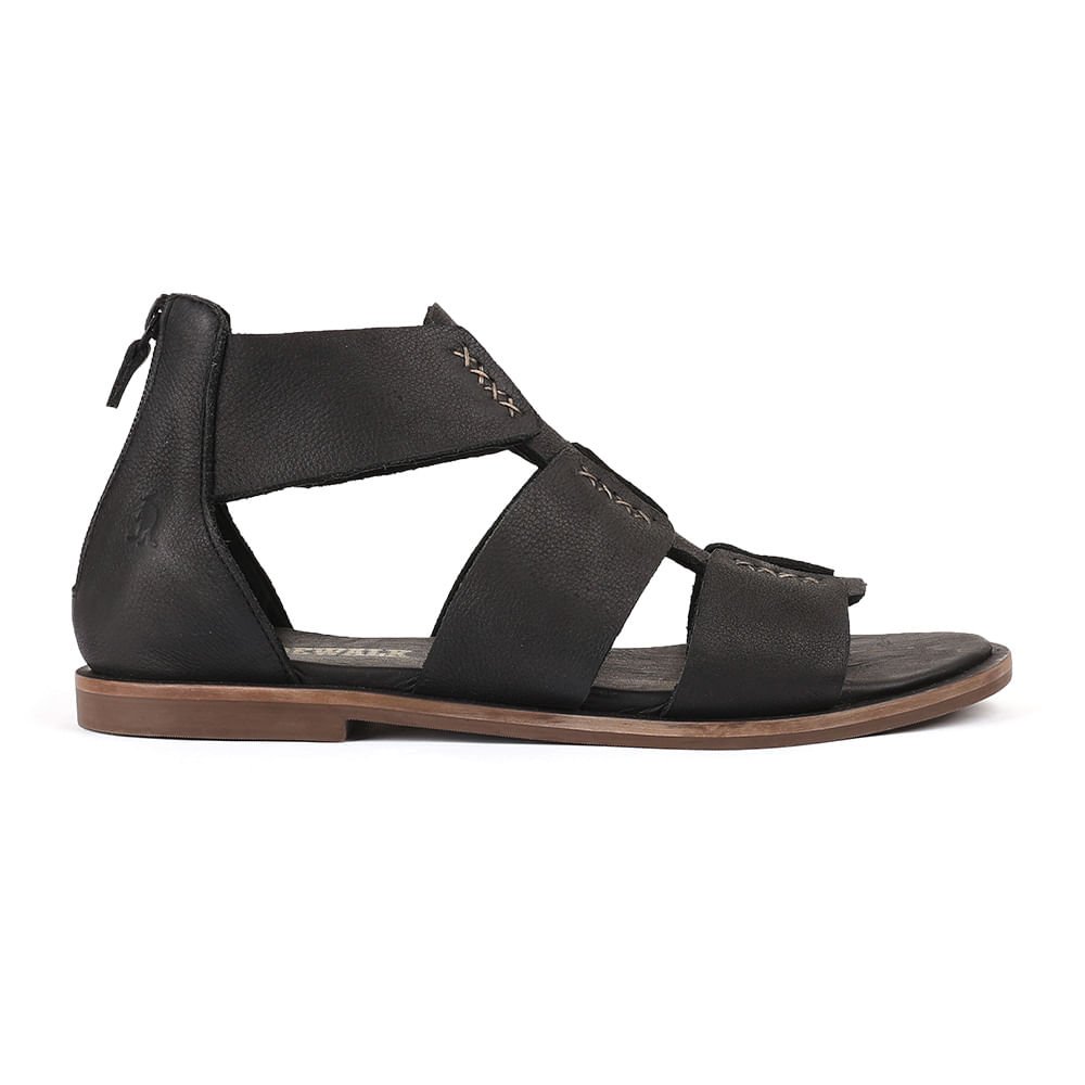 Sandalia Couro Gladiadora - Preto