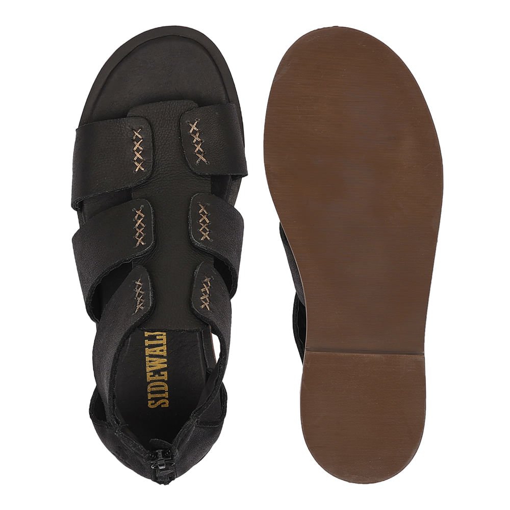 Sandalia Couro Gladiadora - Preto Preto 3