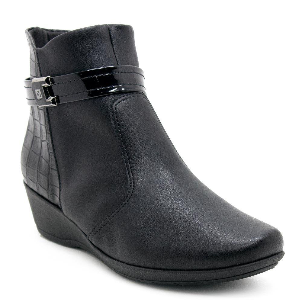 Bota Cano Curto Feminina Piccadilly 143194-1 Preta Preto 1