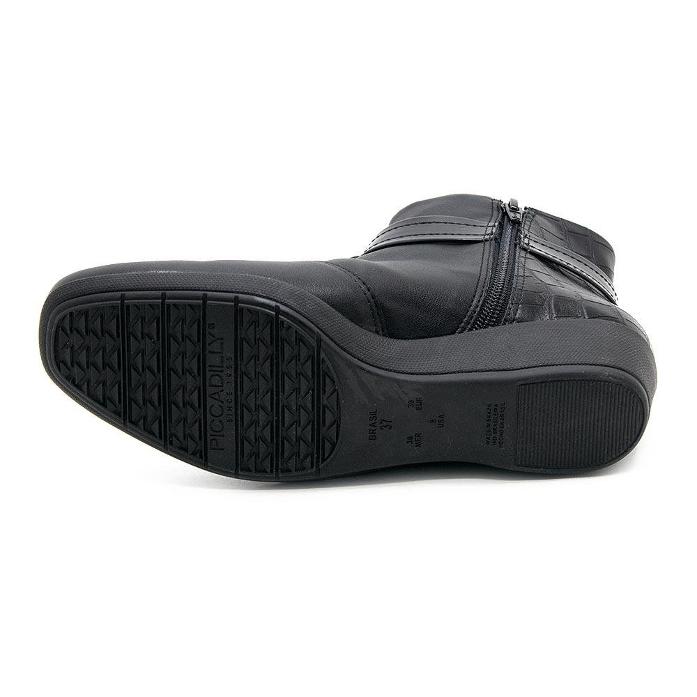 Bota Cano Curto Feminina Piccadilly 143194-1 Preta Preto 4