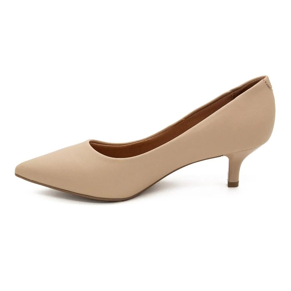 Sapato Scarpin Salto Baixo Feminino Vizzano 1122.828 Bege Bege 2