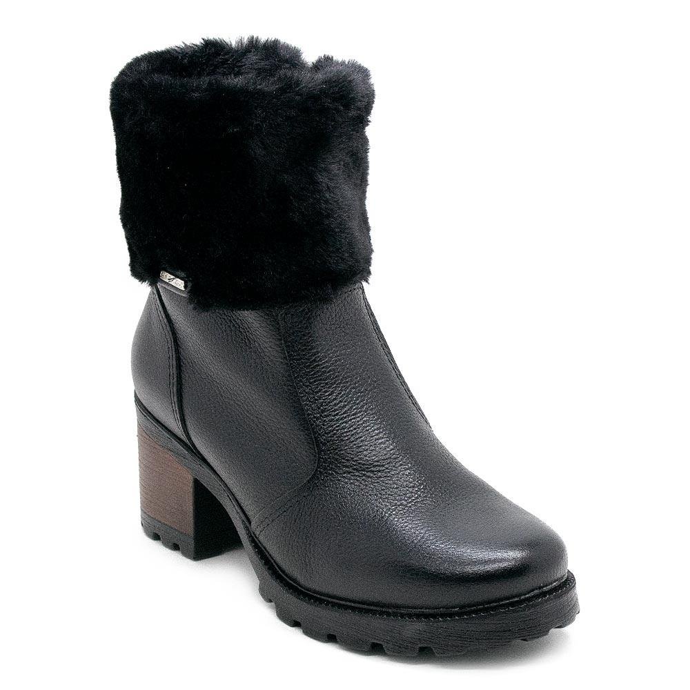 Bota Cano Curto Feminina Pegada 281328 Couro Preta Preto 1