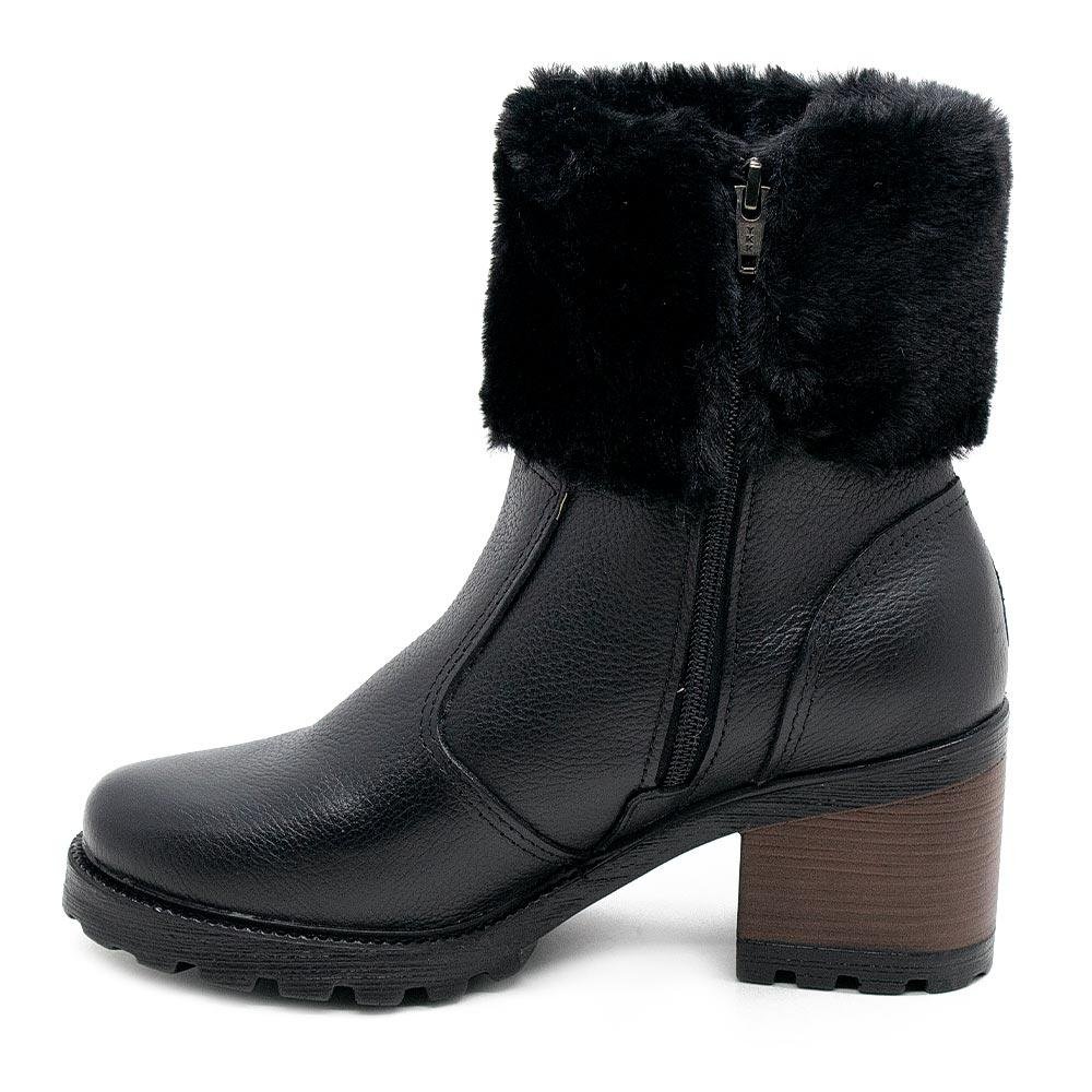 Bota Cano Curto Feminina Pegada 281328 Couro Preta Preto 2